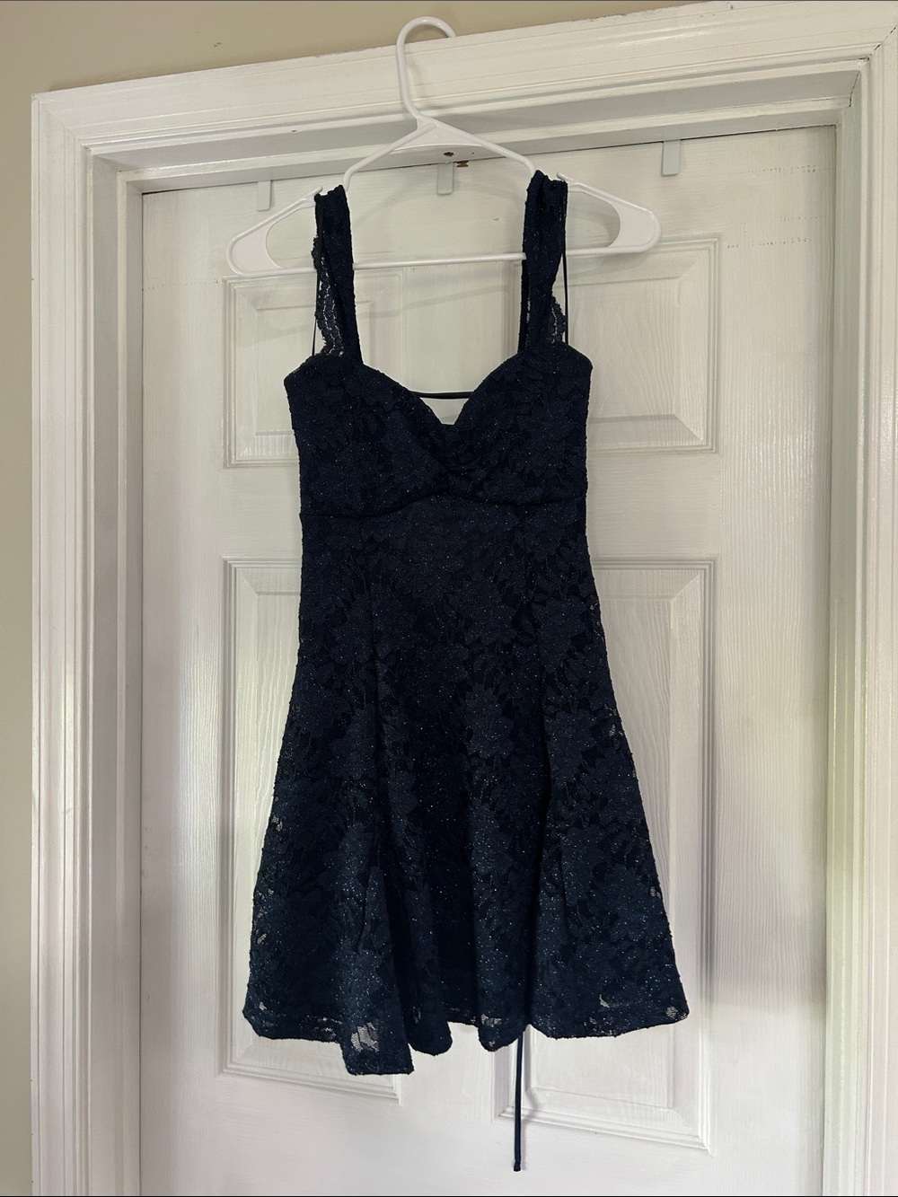 Windsor Navy Lace Fit-and-Flare Mini Dress